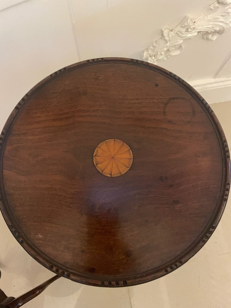 Near Pair of Antique Edwardian Quality Mahogany Inlaid Lamp Tables - Image 6